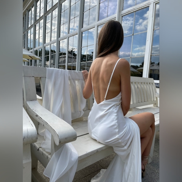 Ivory Silk Slip Dress - Picture 6 of 9